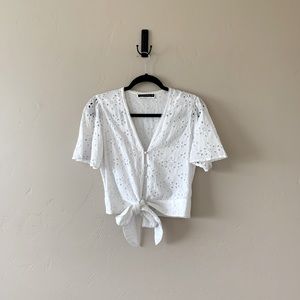Eyelet button up blouse